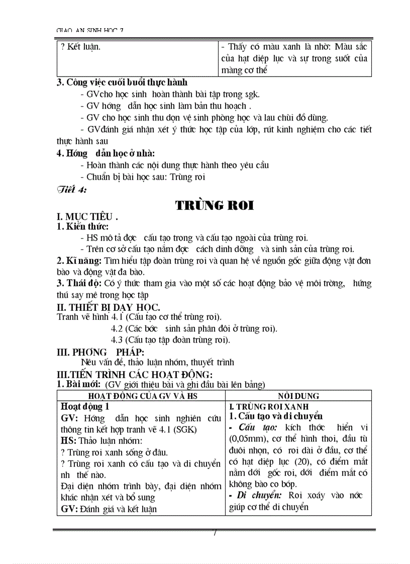 image for page Giao an sinh 7 2 cot 70 tiet