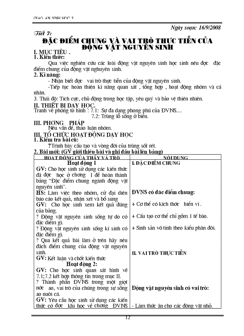 image for page Giao an sinh 7 2 cot 70 tiet