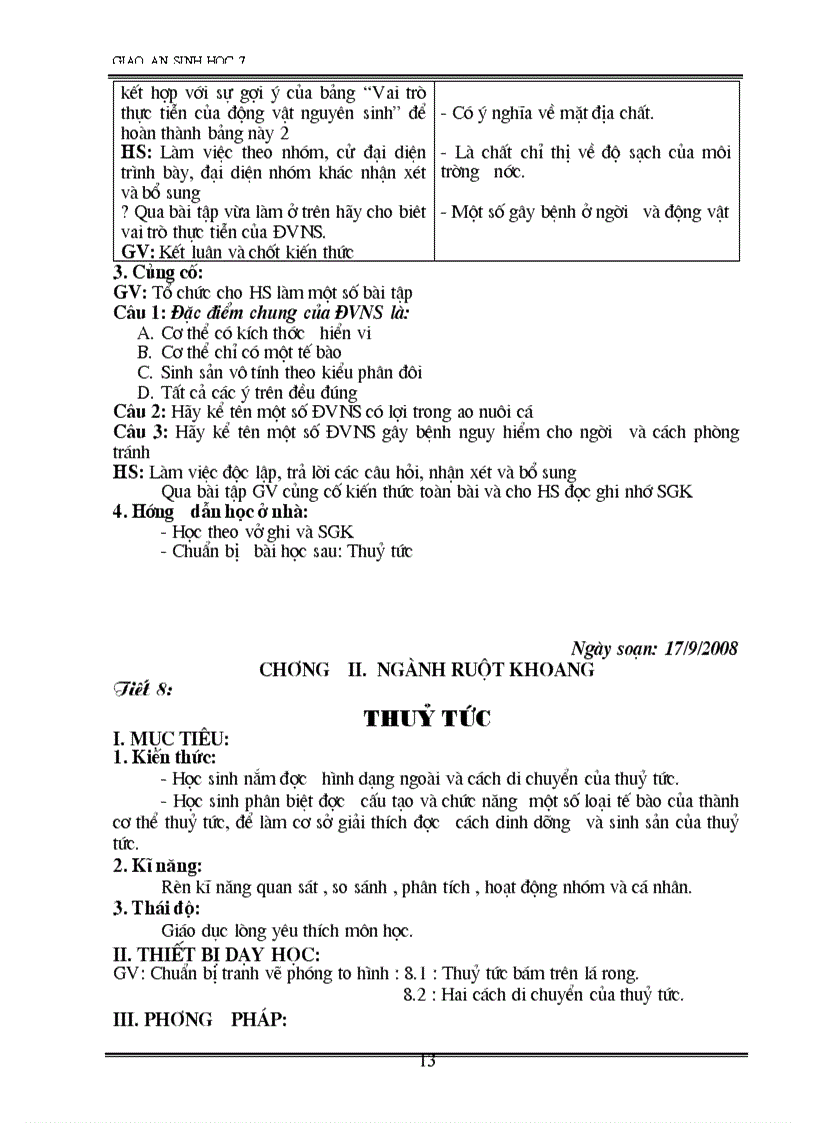 image for page Giao an sinh 7 2 cot 70 tiet