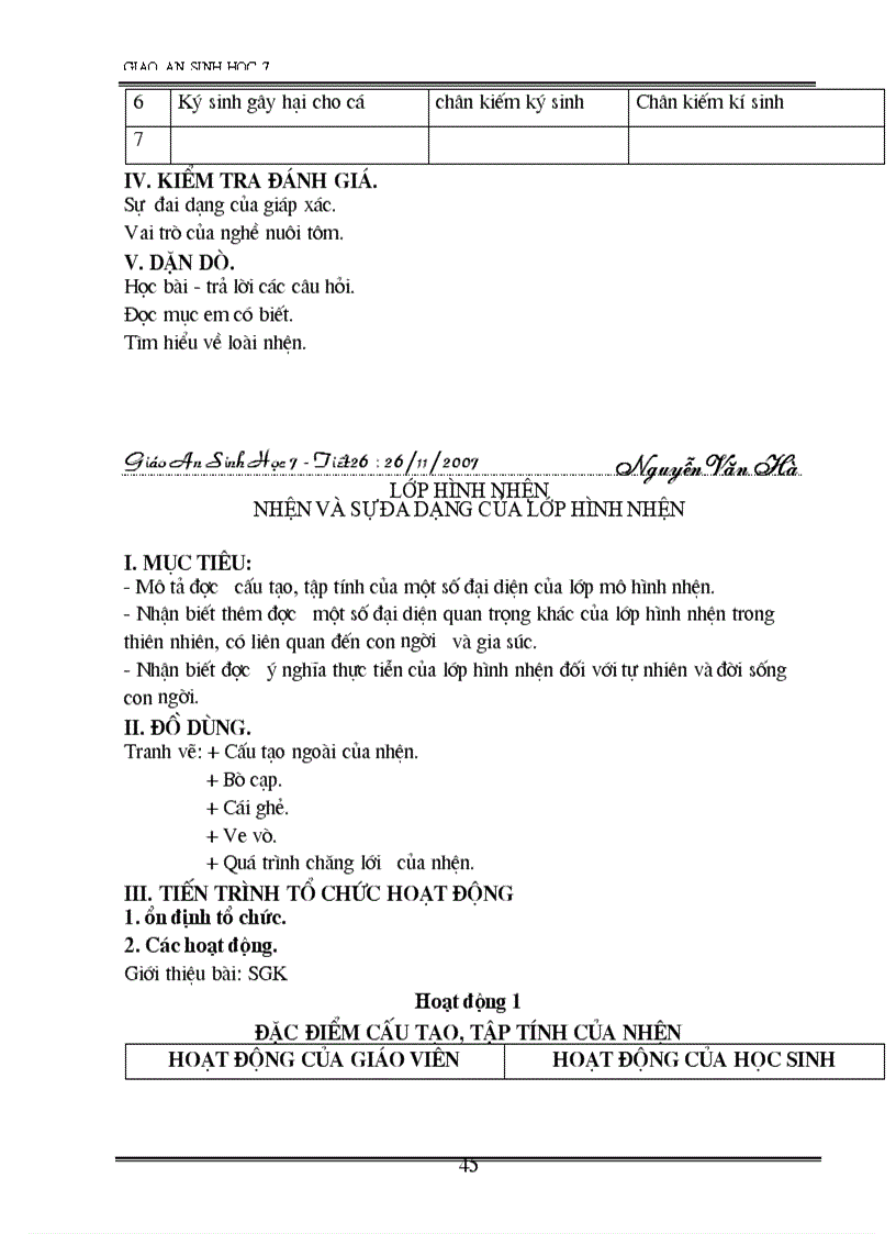 image for page Giao an sinh 7 2 cot 70 tiet