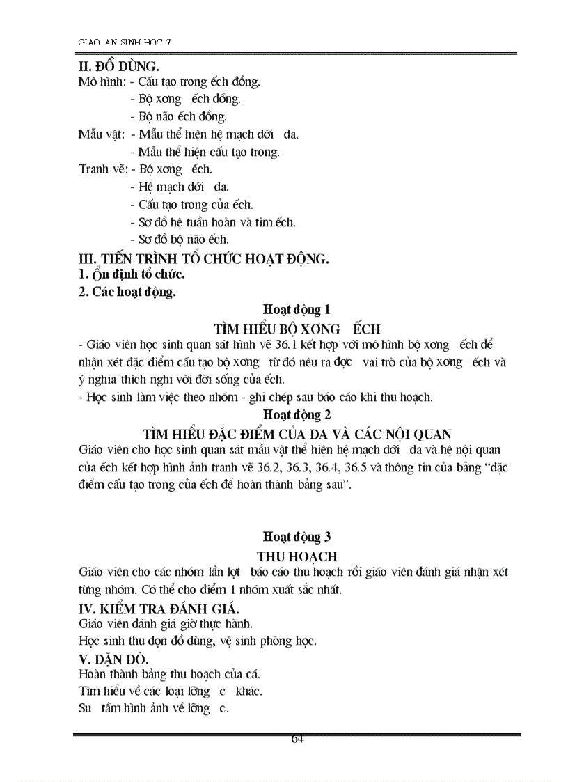 image for page Giao an sinh 7 2 cot 70 tiet