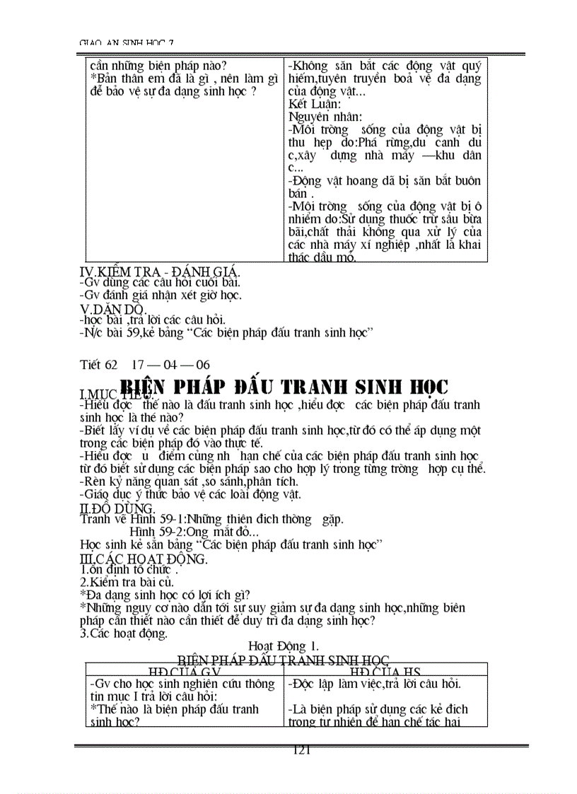 image for page Giao an sinh 7 2 cot 70 tiet