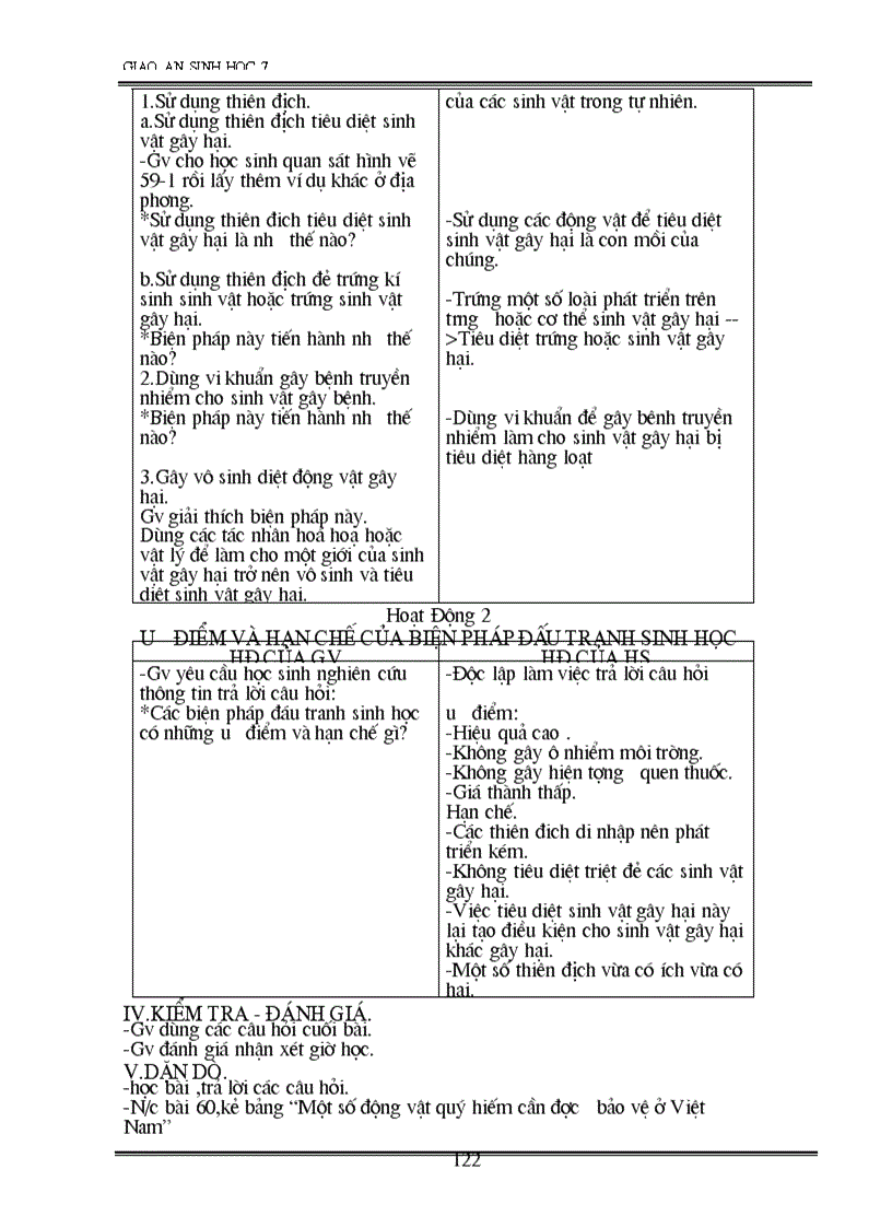 image for page Giao an sinh 7 2 cot 70 tiet