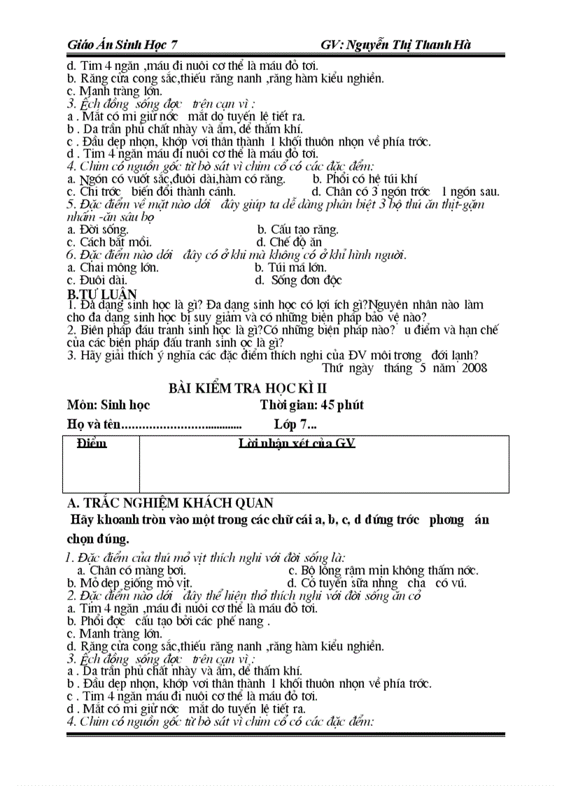 image for page Giáo án Sinh 7 new