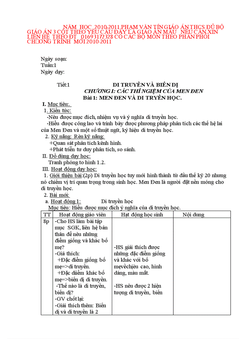 image for page Giáo án sinh học 6 789 trọn bộ 3 cột hà giang 2010 2011