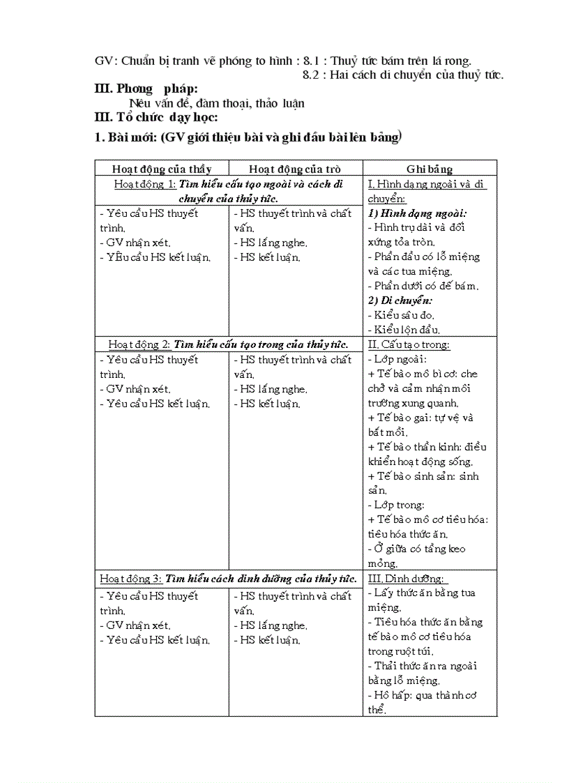 image for page Giáo án Sinh học 7 cả năm 3 cột 1