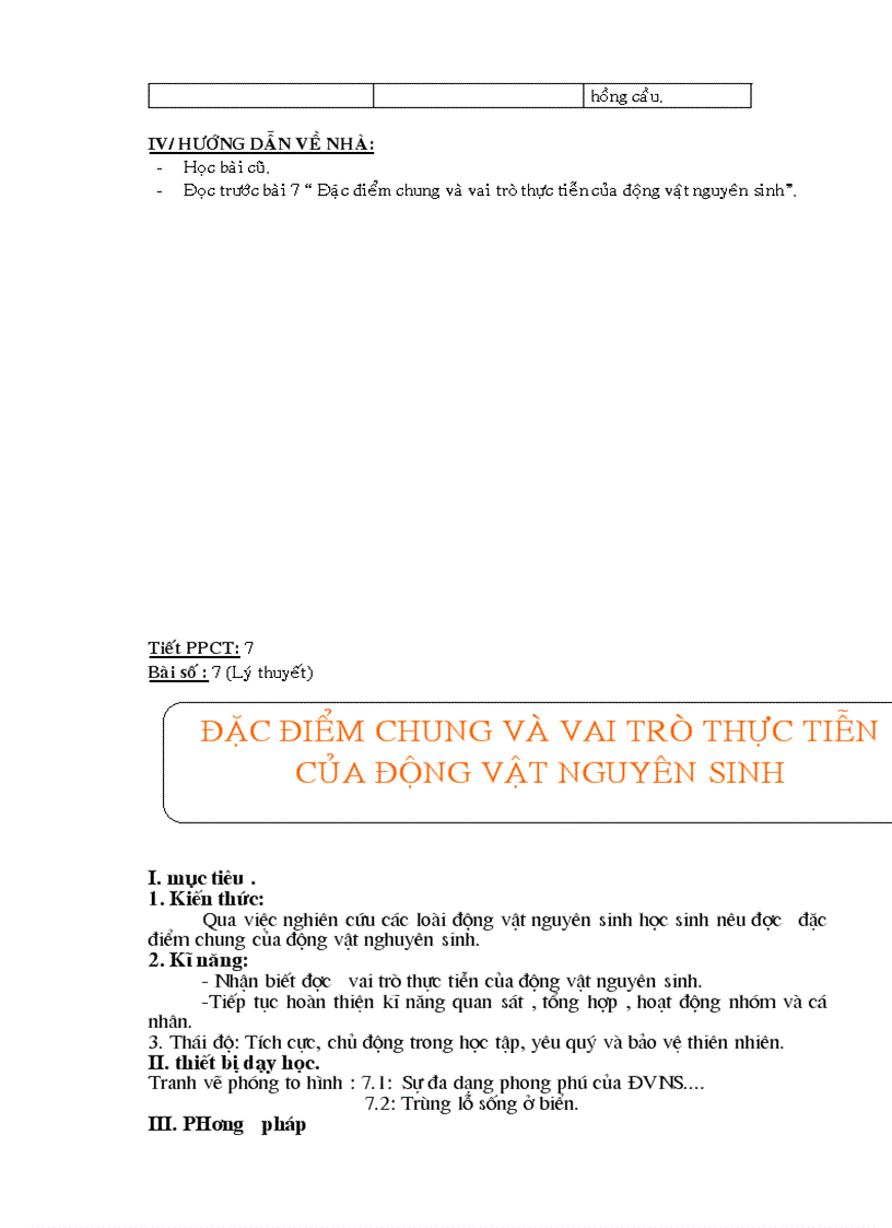 image for page Giáo án Sinh học 7 cả năm chuẩn KTKN