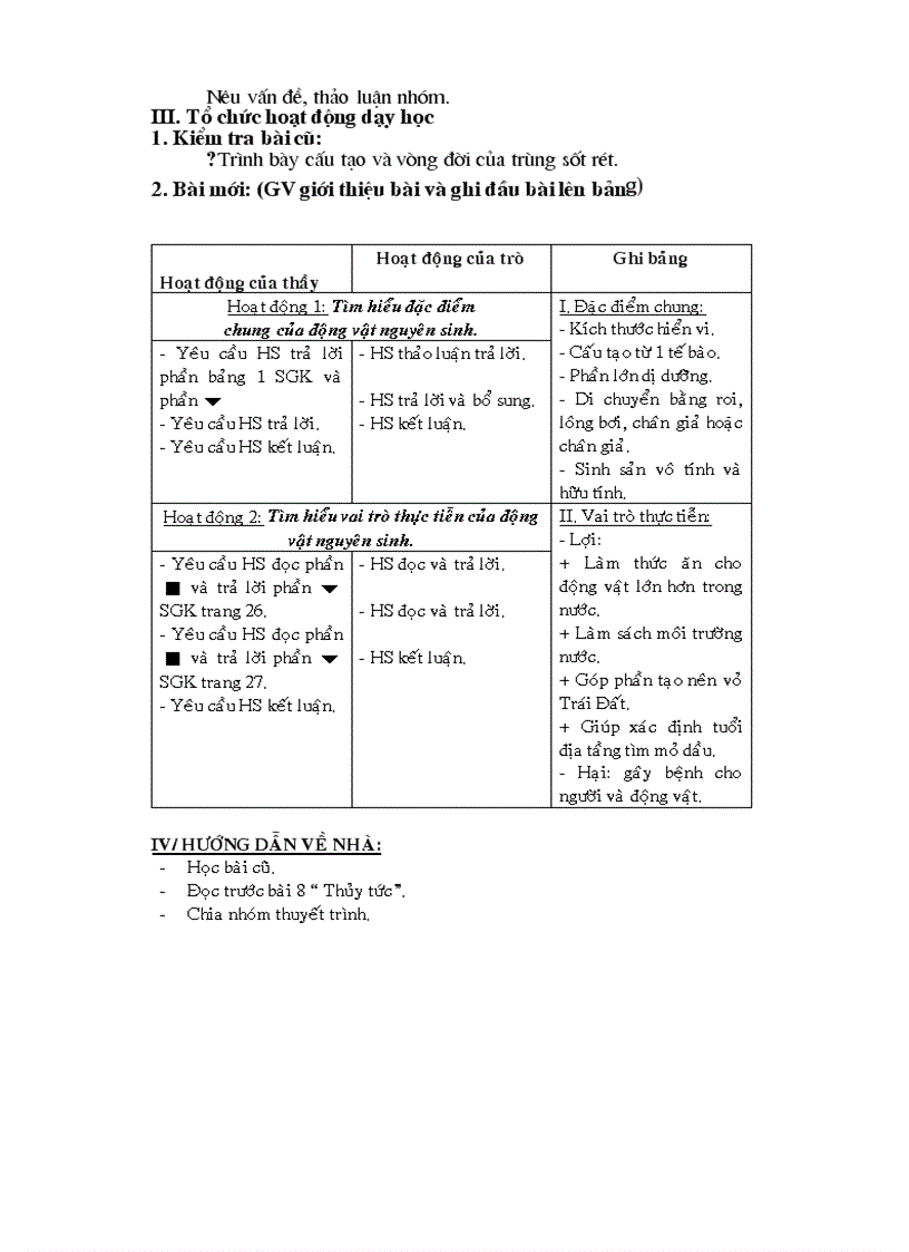 image for page Giáo án Sinh học 7 cả năm chuẩn KTKN
