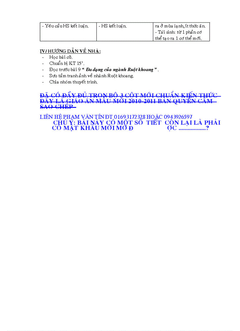 image for page Giáo án Sinh học 7 cả năm chuẩn KTKN