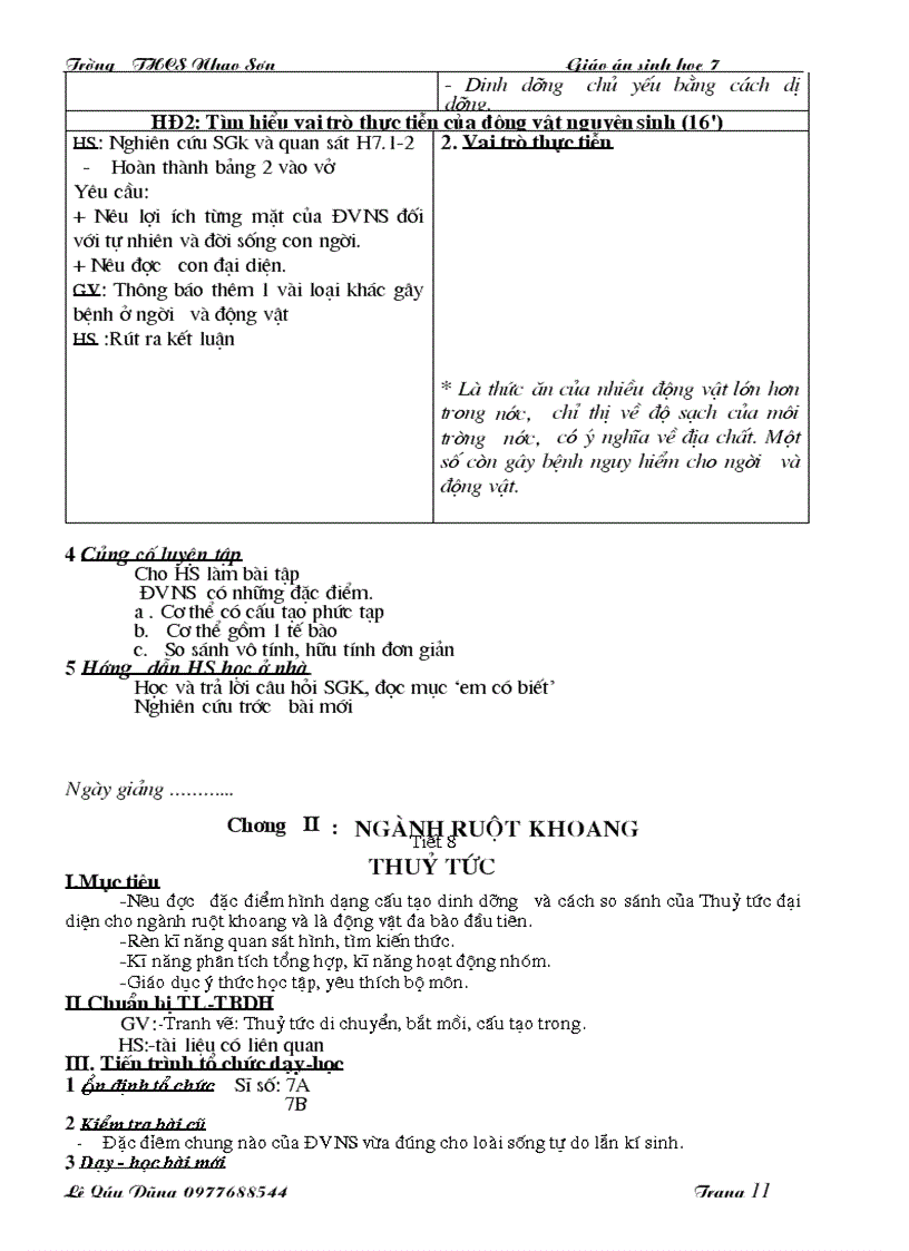 image for page Giáo án sinh học 7 đã chỉnh sửa 2010 2011