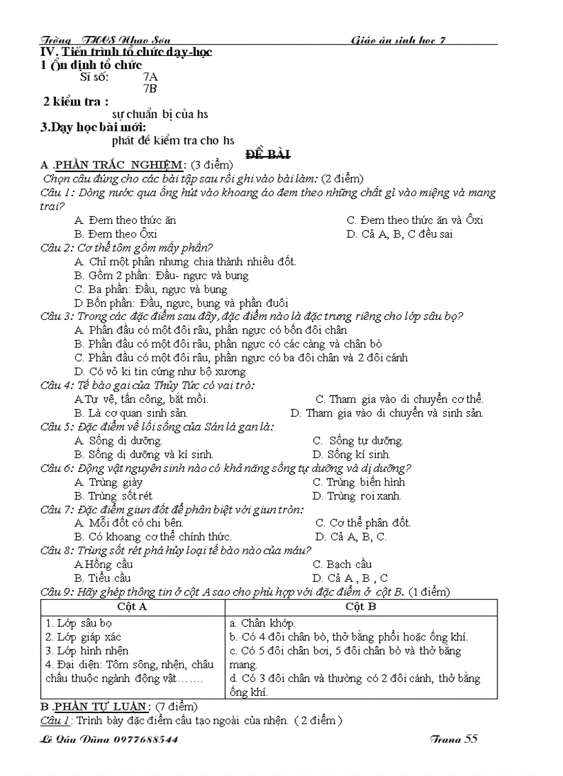 image for page Giáo án sinh học 7 đã chỉnh sửa 2010 2011