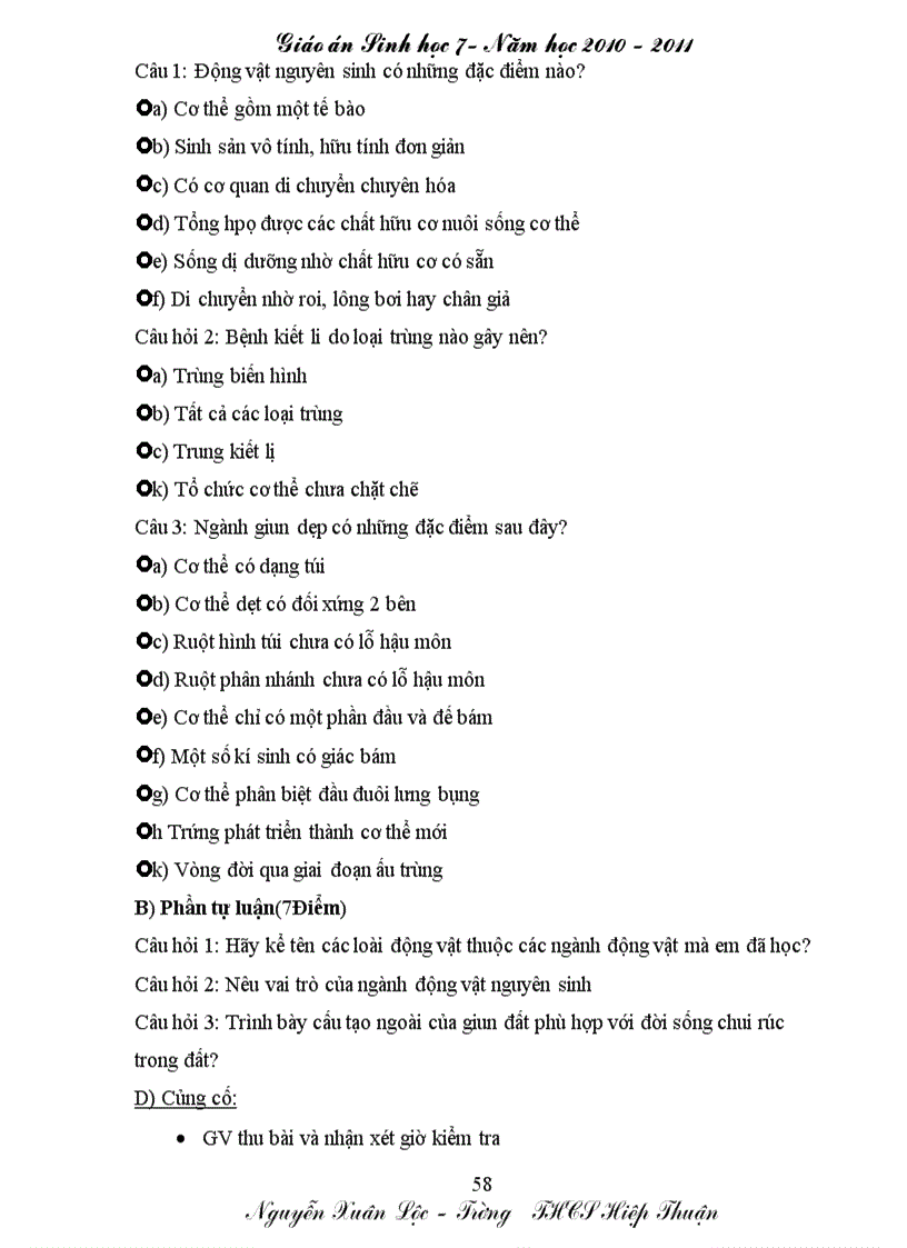 image for page Giáo án Sinh học 7 đầy đủ