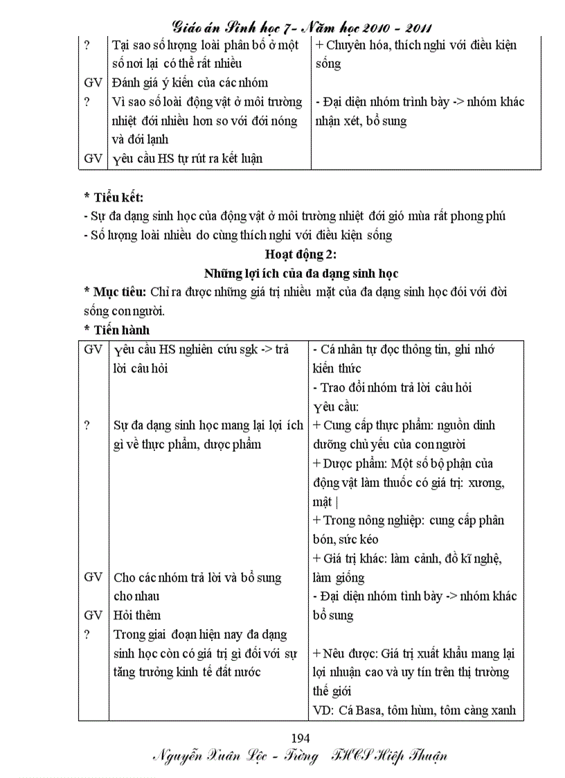 image for page Giáo án Sinh học 7 đầy đủ