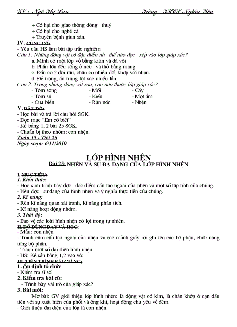 image for page Giáo án Sinh học 7 Mới