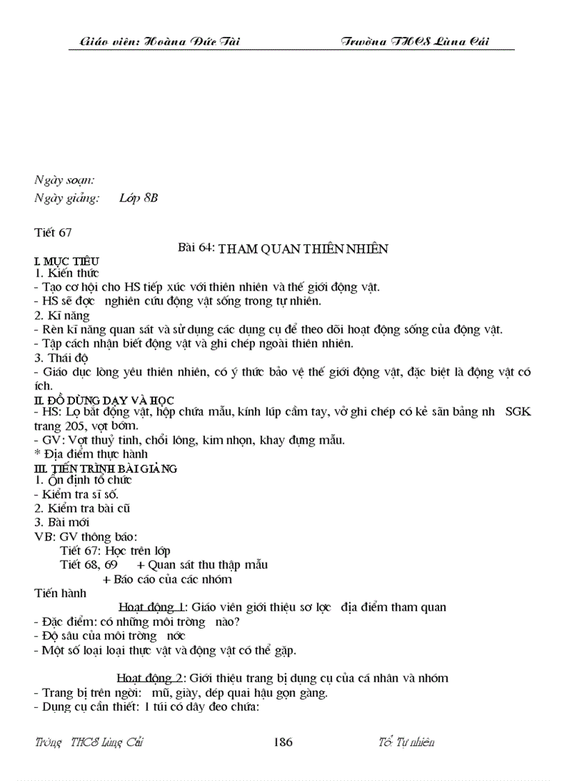 image for page Giáo án Sinh học 7 Theo mẫu mới năm 2010 2011