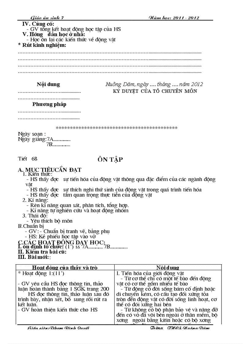 image for page Giáo án sinh học 7 từ tuần 25 đến hết nam