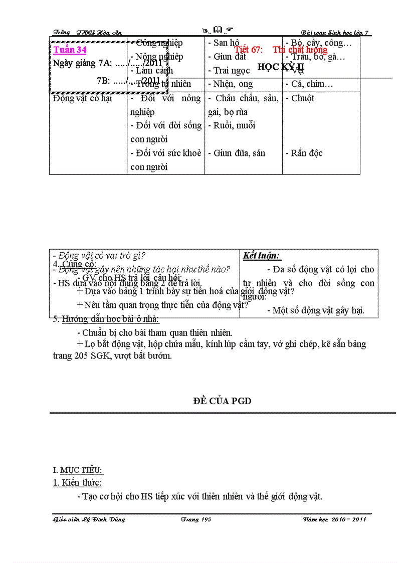image for page GIÁO ÁN SINH HỌC 7 2011 chuẩn KTKN