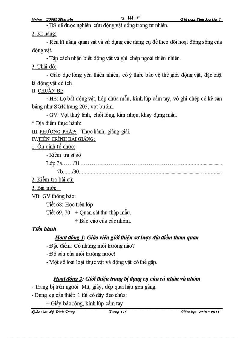 image for page GIÁO ÁN SINH HỌC 7 2011 chuẩn KTKN