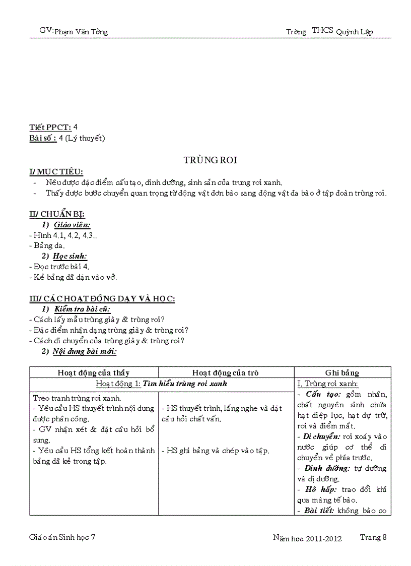 image for page Giáo án sinh học 7 Chuẩn 1