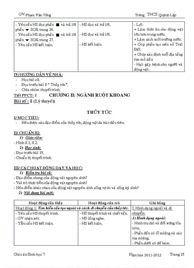 image for page Giáo án sinh học 7 Chuẩn 1