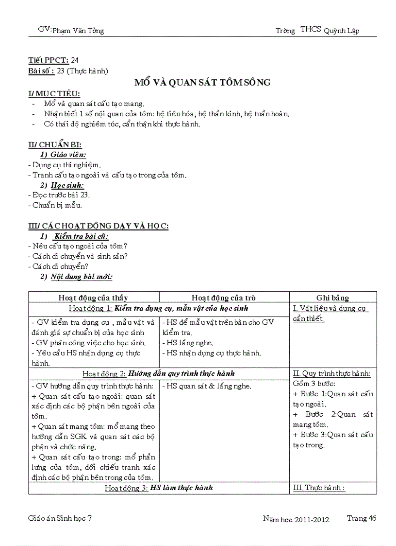 image for page Giáo án sinh học 7 Chuẩn 1