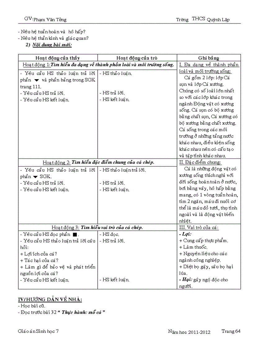 image for page Giáo án sinh học 7 Chuẩn 1