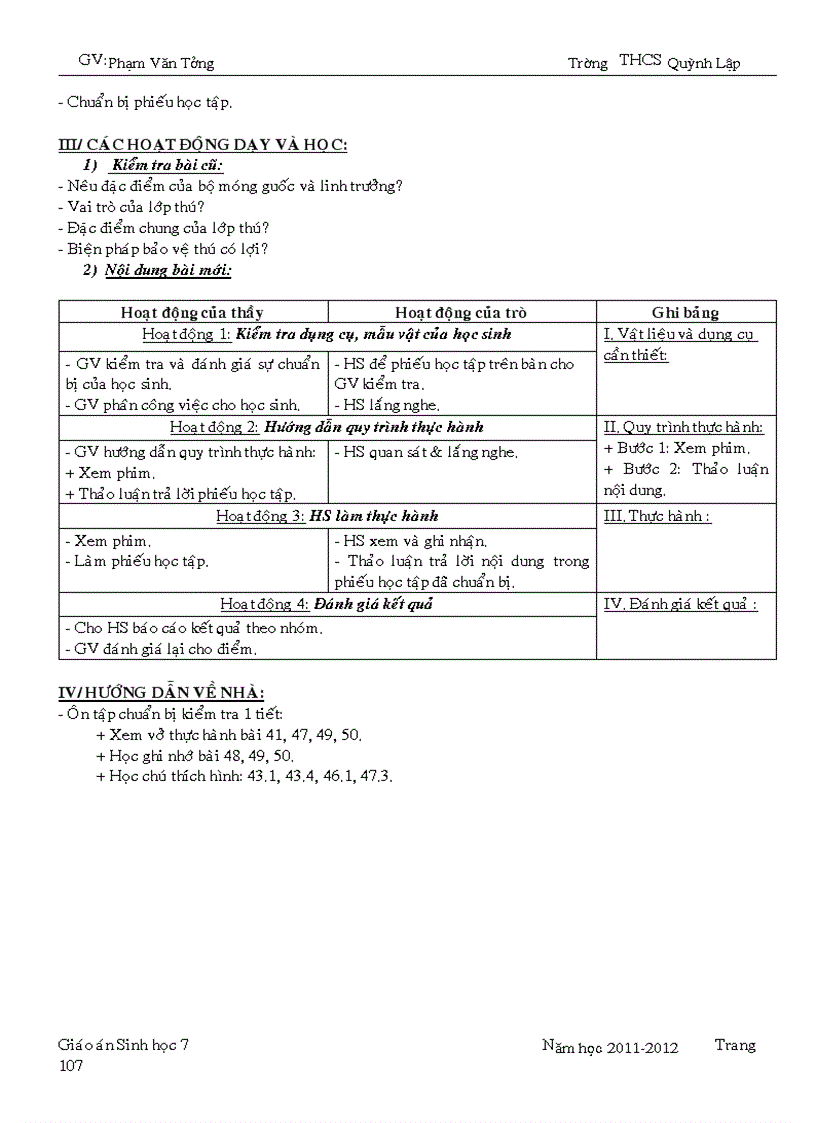 image for page Giáo án sinh học 7 Chuẩn 1