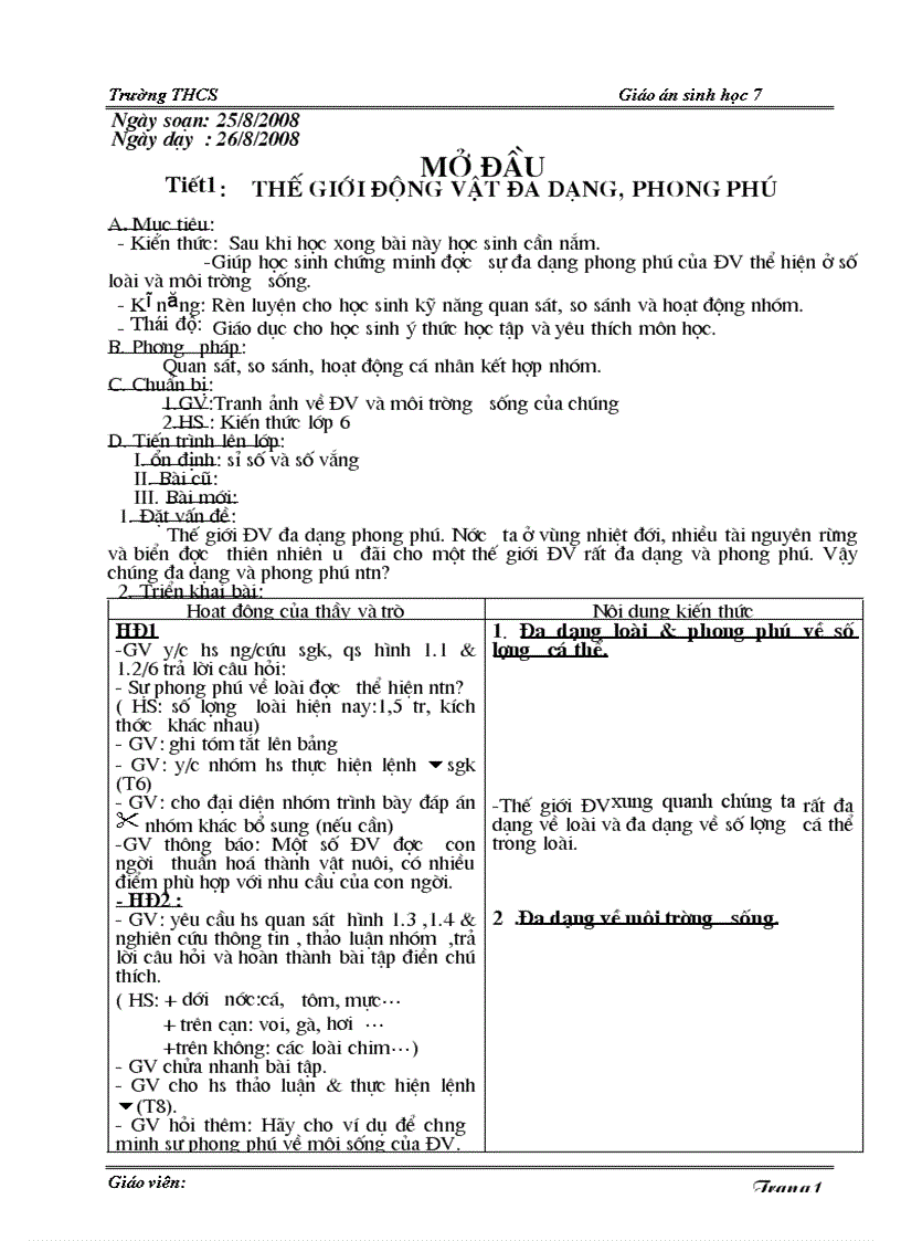 image for page Giáo án sinh vật lớp 7 hk1