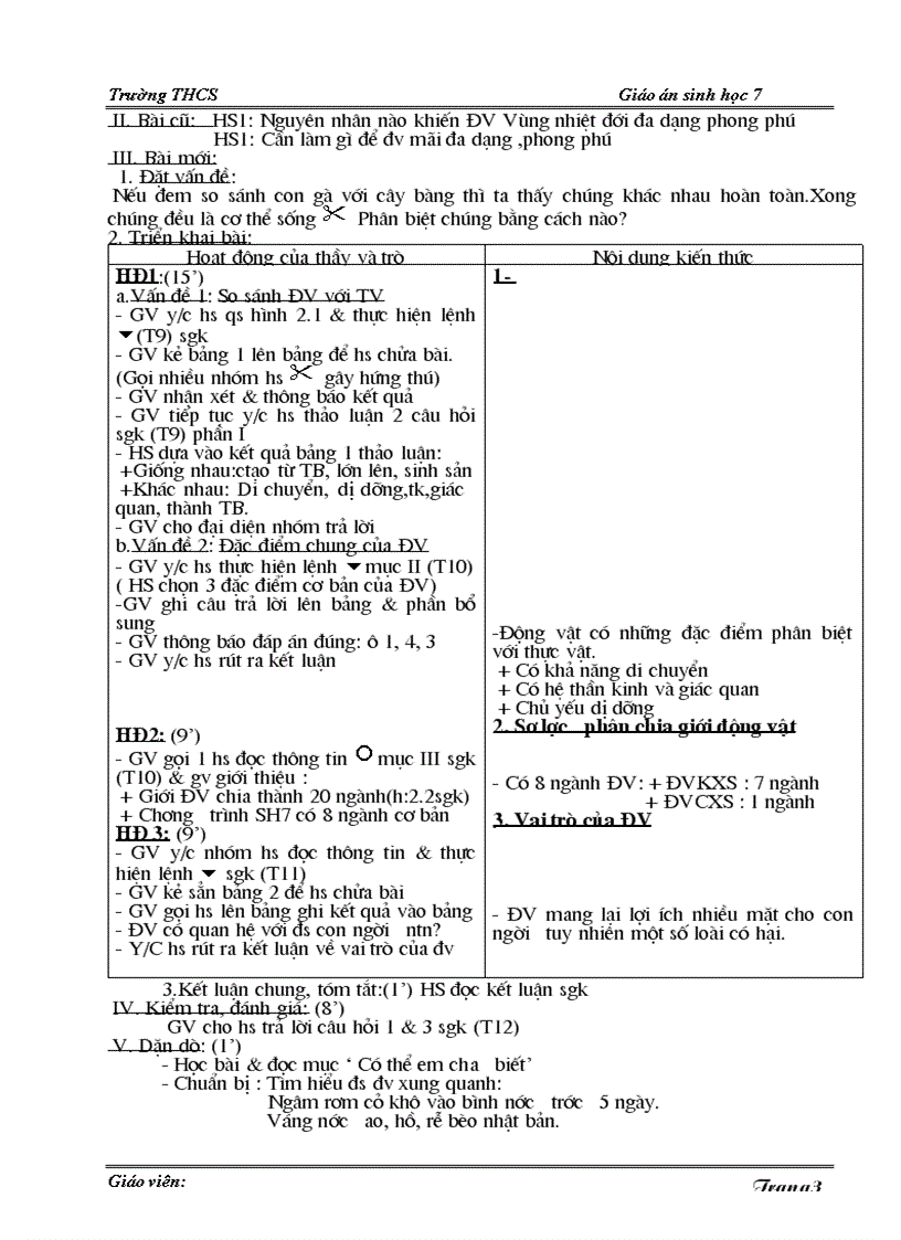 image for page Giáo án sinh vật lớp 7 hk1