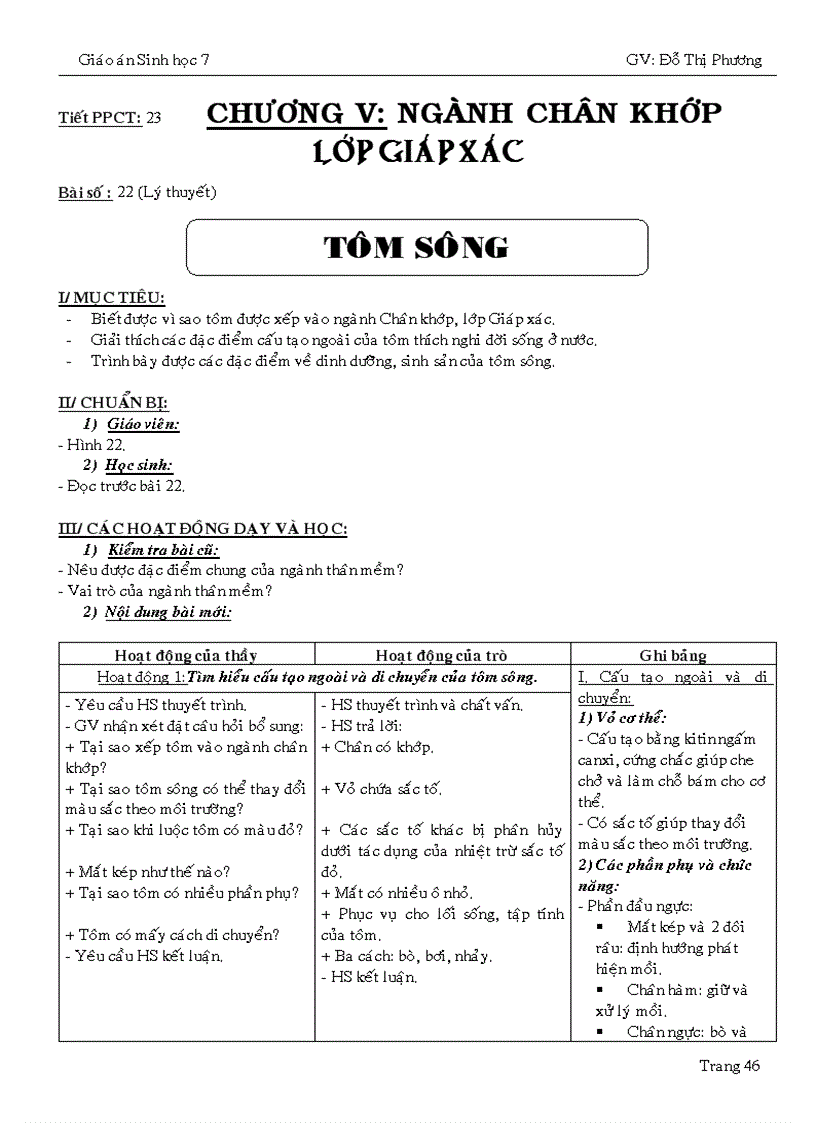 image for page Giáo án sinh 7 cả năm dạy thuyết trình 1