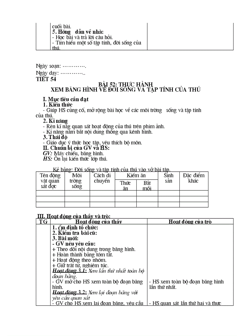 image for page Sinh 7 Tiết 51 56