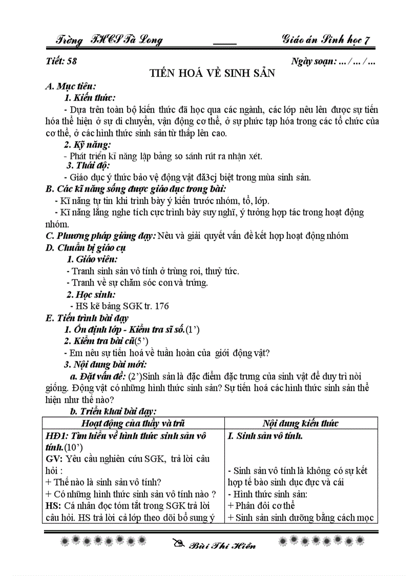 image for page Sinh 7 tiet 57 60 theo chuan KT KN co KNS