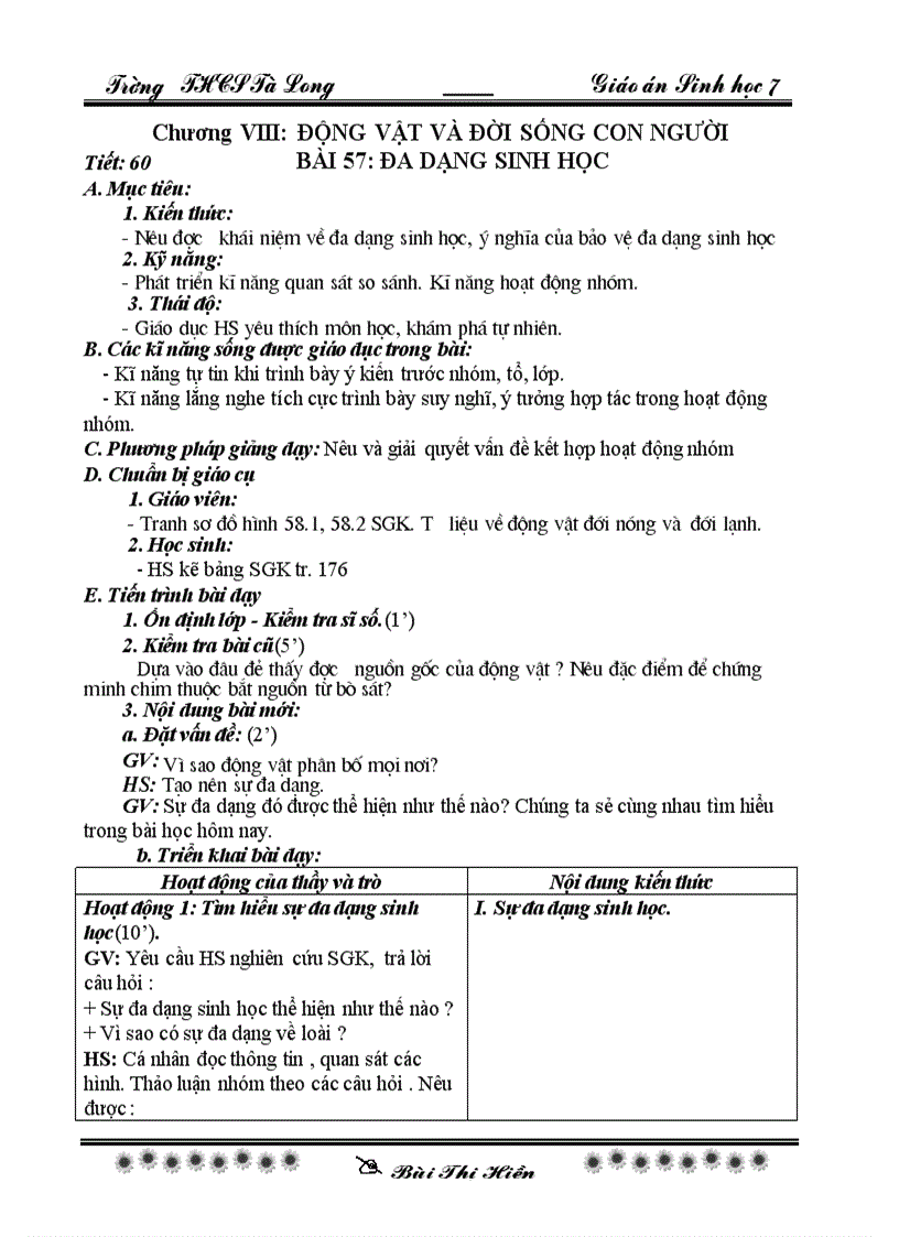 image for page Sinh 7 tiet 57 60 theo chuan KT KN co KNS