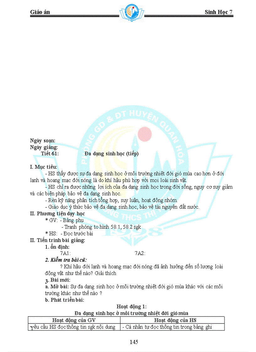 image for page Sinh Học 7 Giảm tải