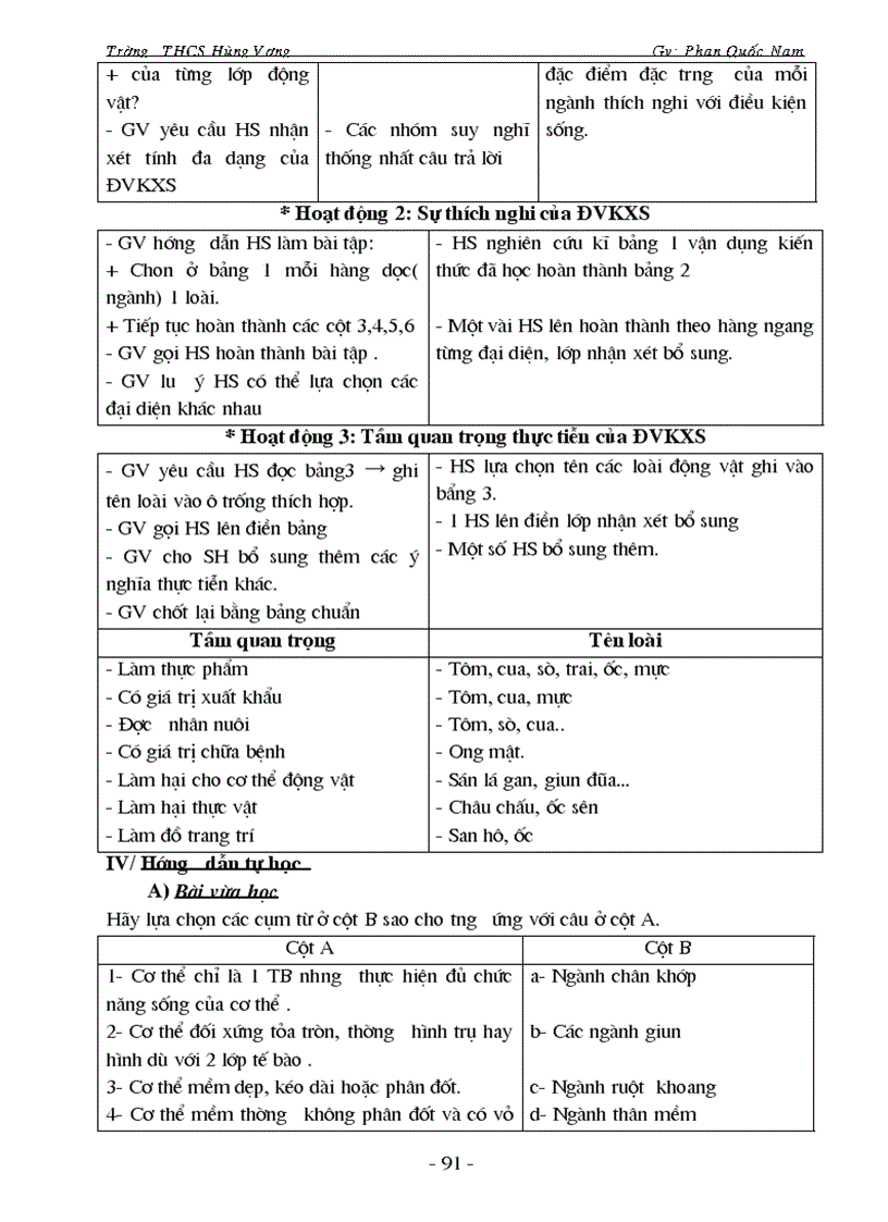 image for page Sinh hoc 7 HKI có cột bổ sung