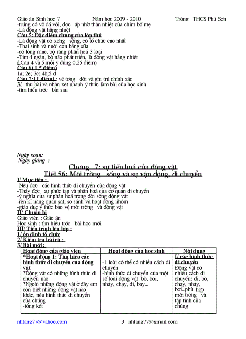 image for page Sinh hoc 7 tu tiet 54 tro di