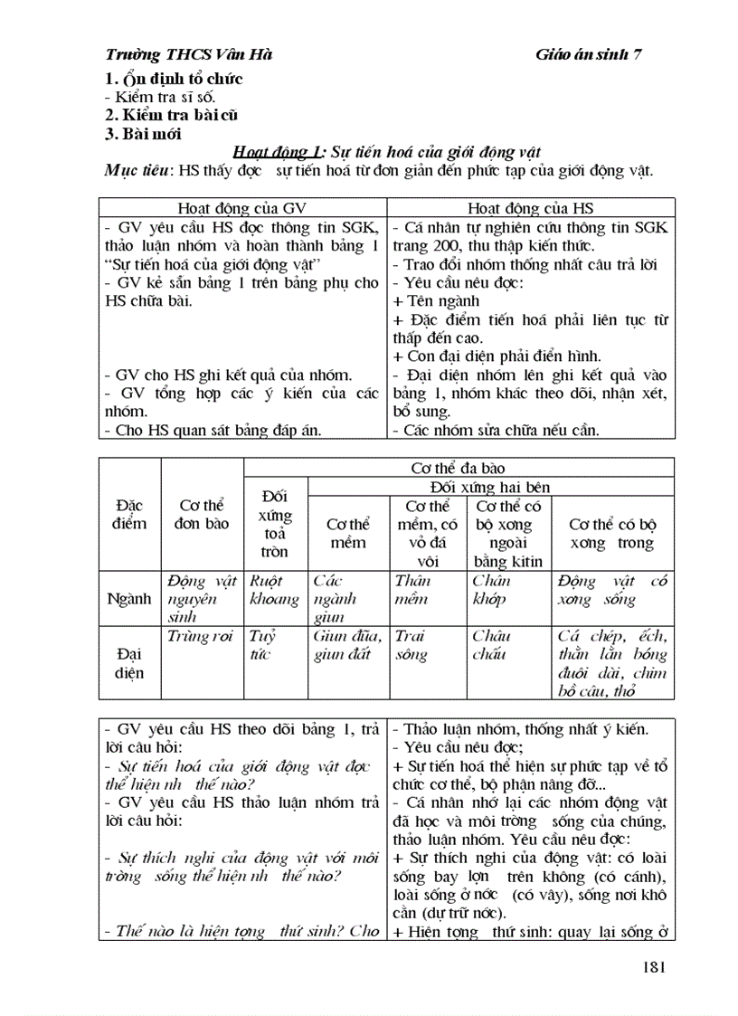 image for page Sinh học 7 giáo án cả năm dùng được