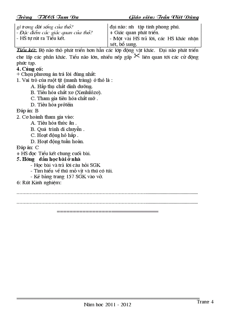 image for page Tiết 49 bài 47 Cấu tạo trong của Thỏ