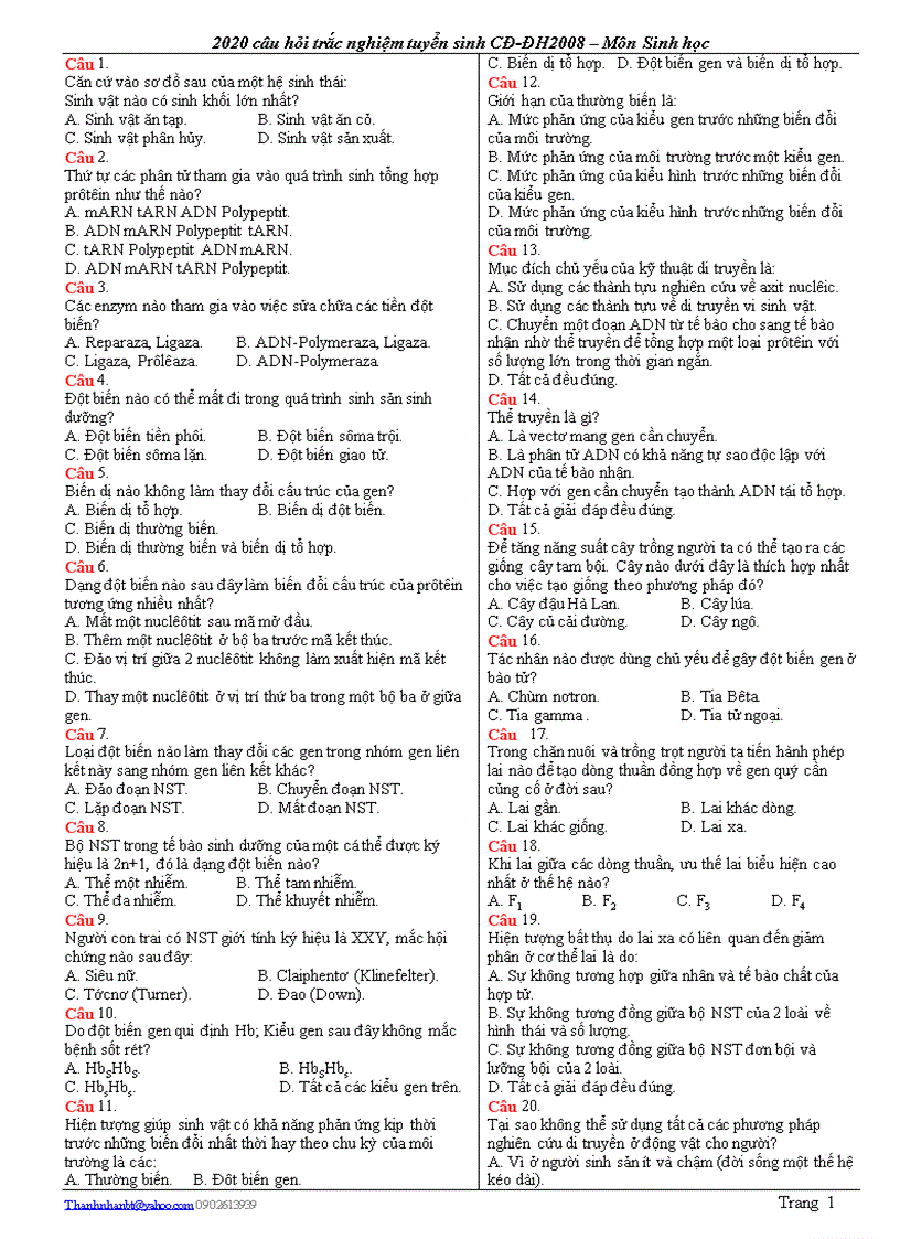 image for page 2020 cau trac nghiem