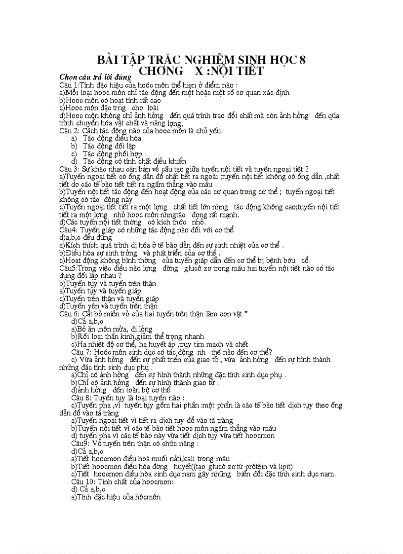 image for page Câu hỏi chương X Nội tiết