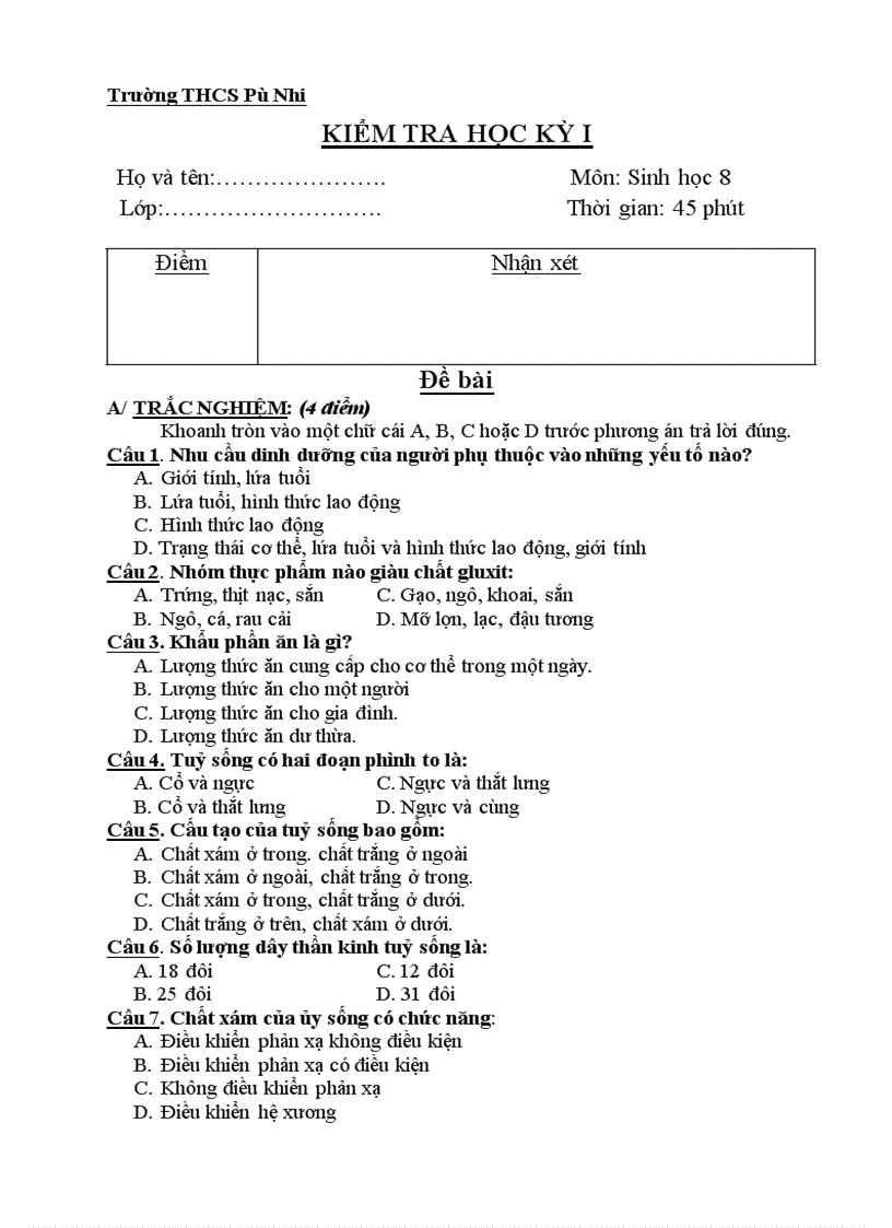 image for page Đề KT hoc ky II sinh 8