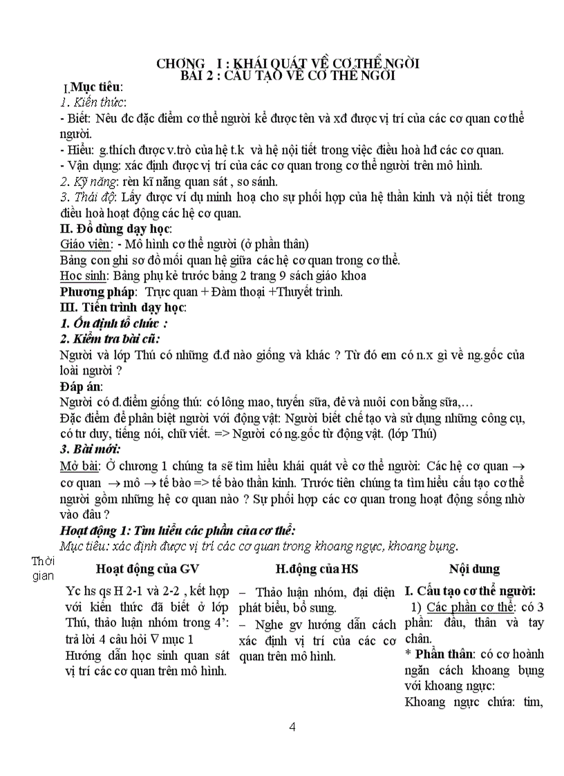 image for page Ga sinh học 8 hki 2011 2012 4 cột