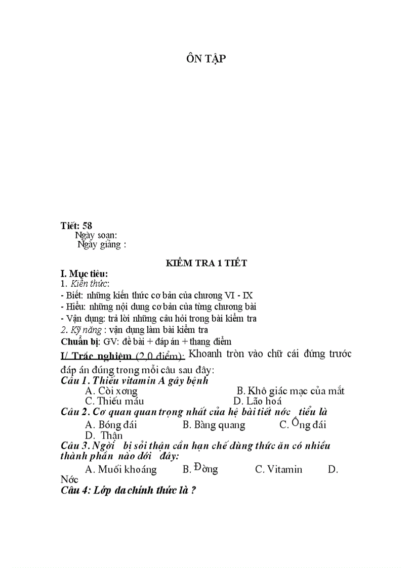 image for page Ga sinh học 8 hkii 2011 2012 4 cột