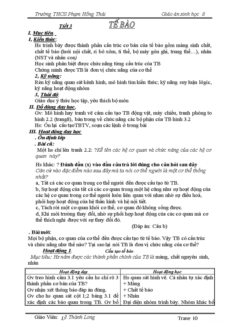 image for page Giáo án 8 đầy đủ font Time New Roman