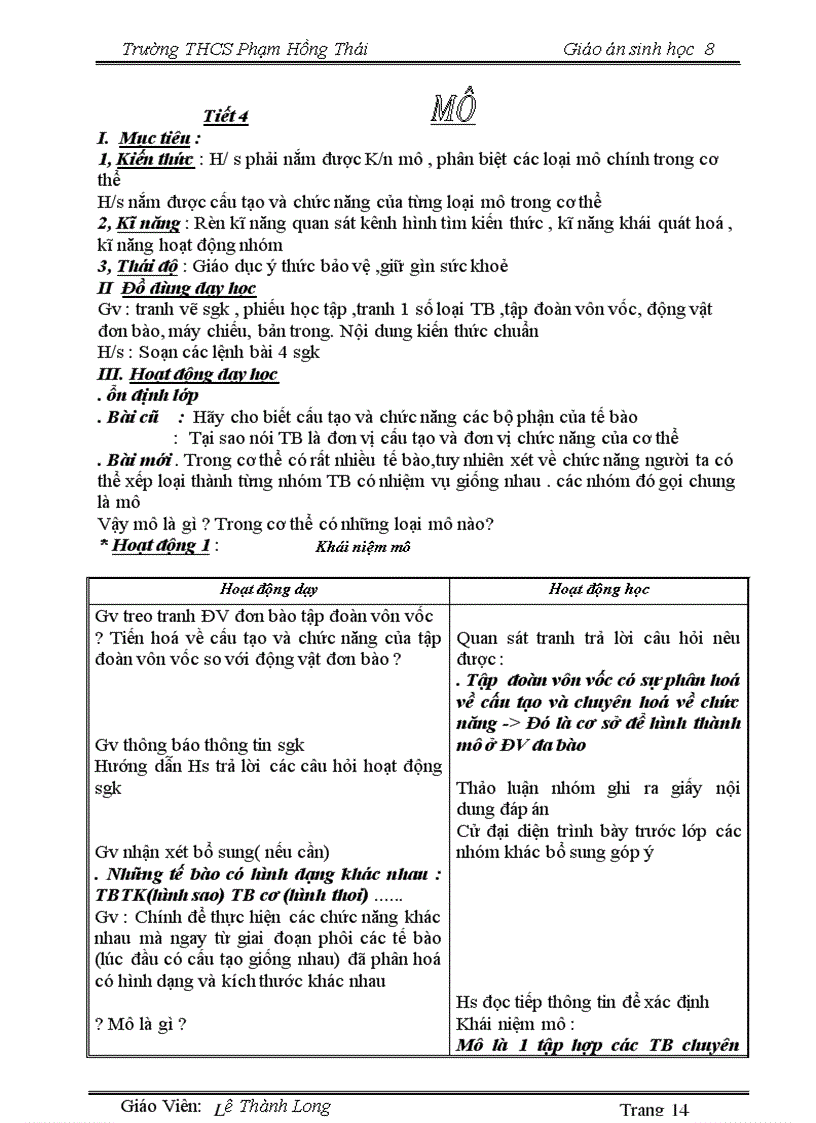 image for page Giáo án 8 đầy đủ font Time New Roman