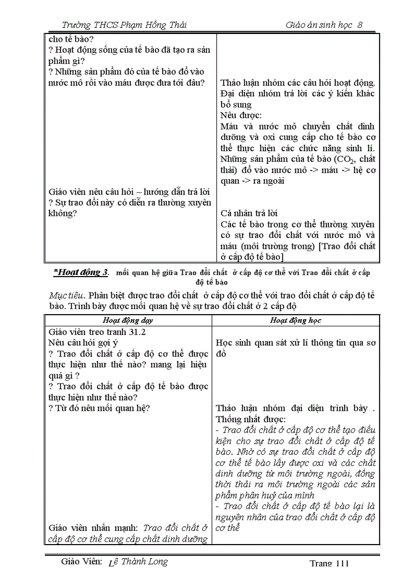 image for page Giáo án 8 đầy đủ font Time New Roman