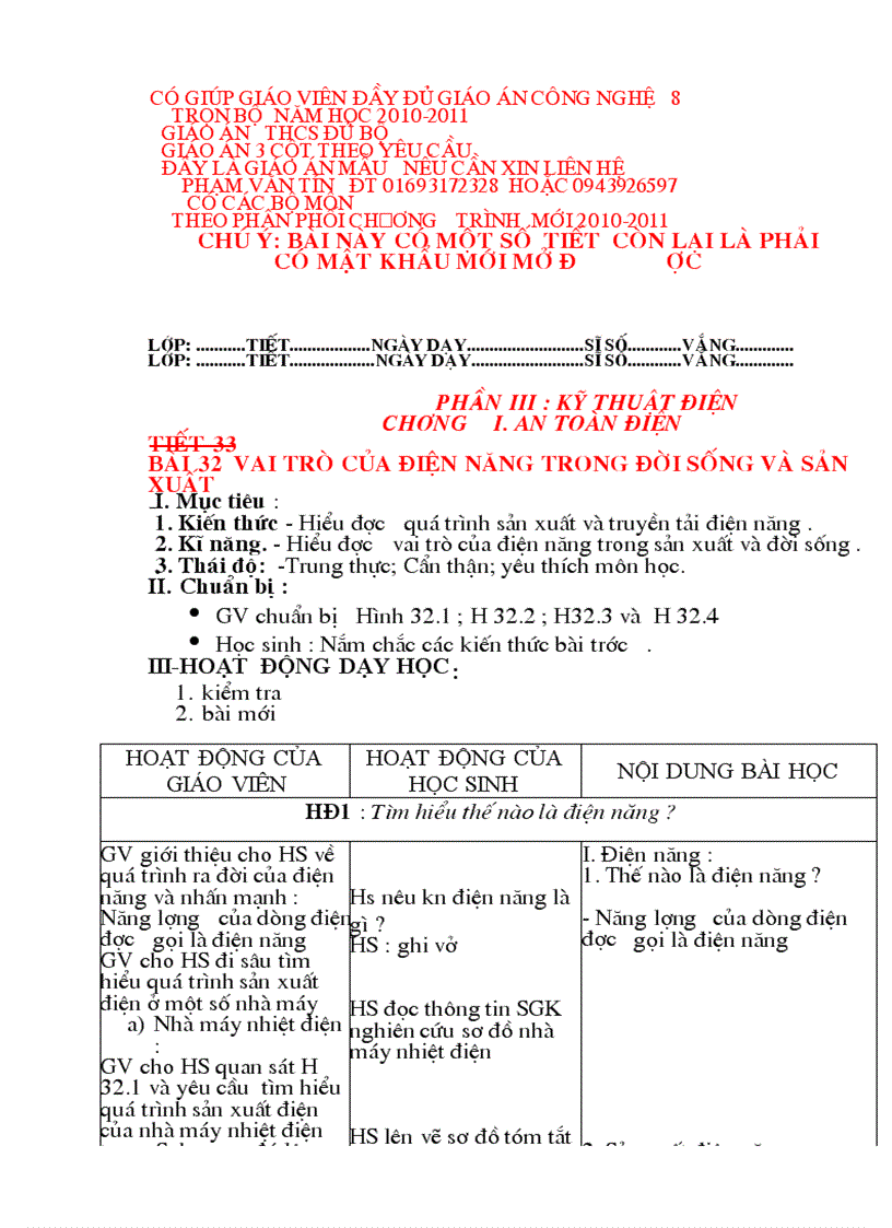 image for page Giao an cong nghe 8