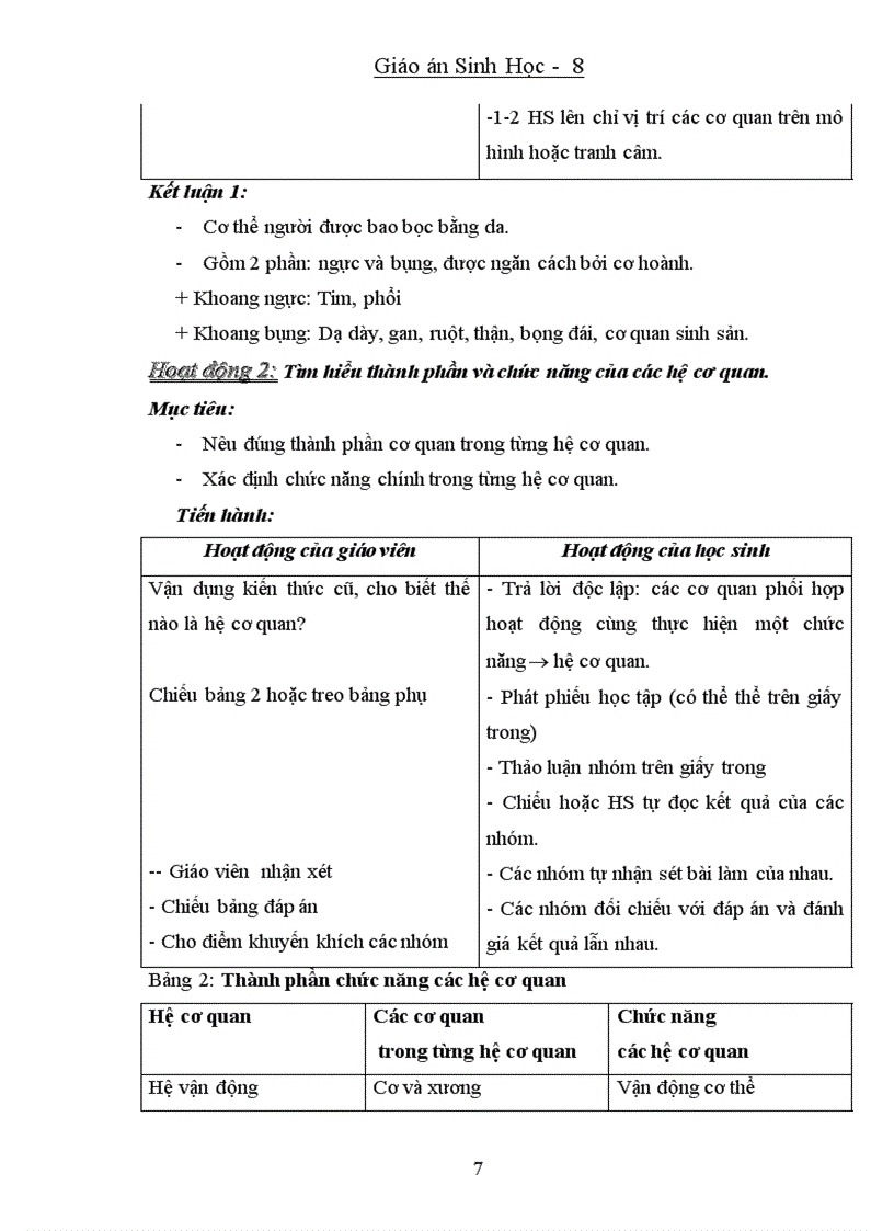 image for page Giao an Sinh 8 3 cột HKI