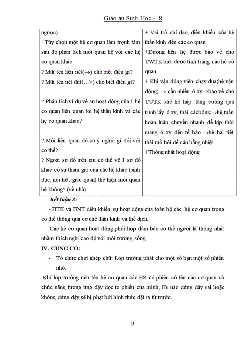 image for page Giao an Sinh 8 3 cột HKI