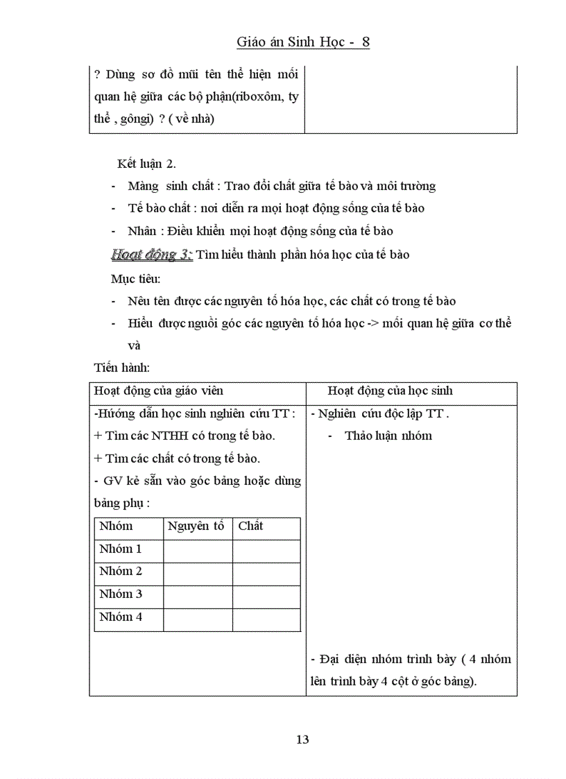 image for page Giao an Sinh 8 3 cột HKI